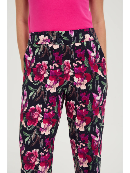 Moodo Hlače sa cvjetovima tamno plave Moodo