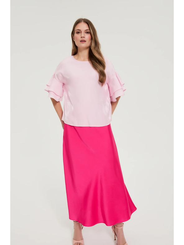 Moodo Ružičasta košulja s volanima na rukavima Moodo
