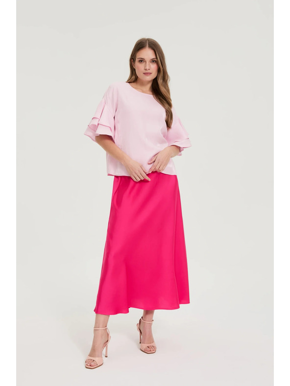 Moodo Ružičasta košulja s volanima na rukavima Moodo