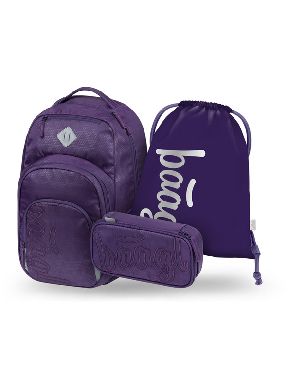 BAAGL  BAAGL SET 3 Coolmate Plum: ruksak, penal, vrecica
