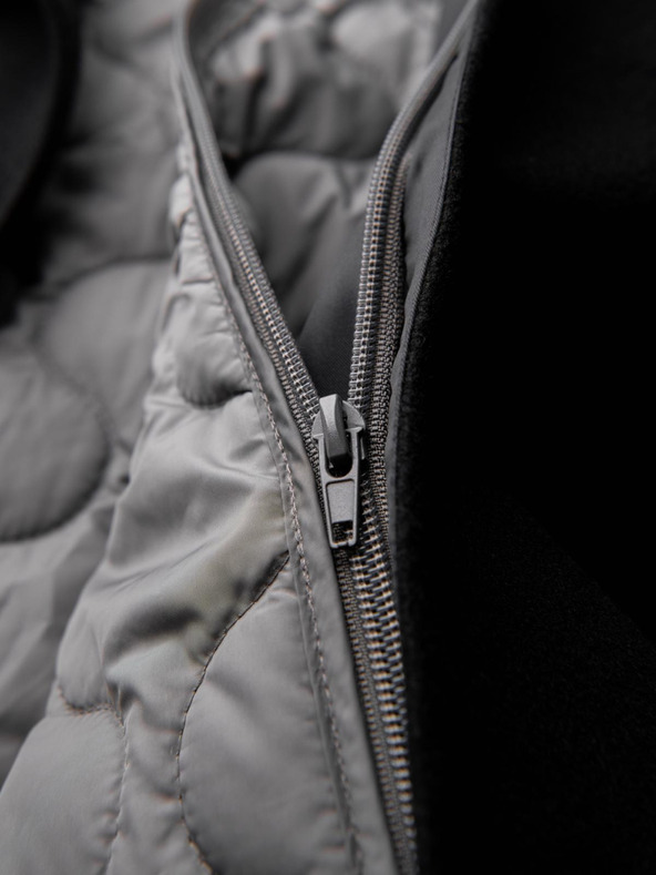 Ombre Clothing Muški dugi jednoredni kaput sa ovratnikom i donjom pelerom - crna V1 OM-COWC-0135 Ombre Clothing