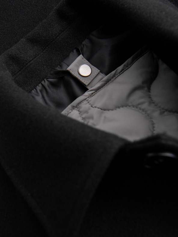 Ombre Clothing Muški dugi jednoredni kaput sa ovratnikom i donjom pelerom - crna V1 OM-COWC-0135 Ombre Clothing
