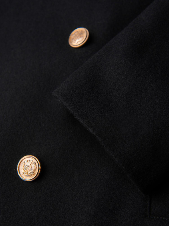 Ombre Clothing Elegantan vojni dvoredan vuneni kaput za muškarce - crna V1 OM-COWC-0145 Ombre Clothing