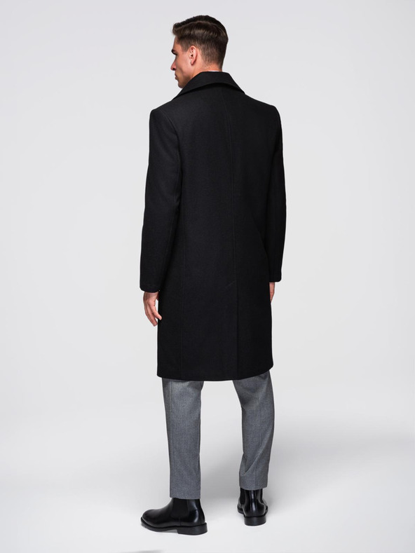 Ombre Clothing Elegantan vojni dvoredan vuneni kaput za muškarce - crna V1 OM-COWC-0145 Ombre Clothing