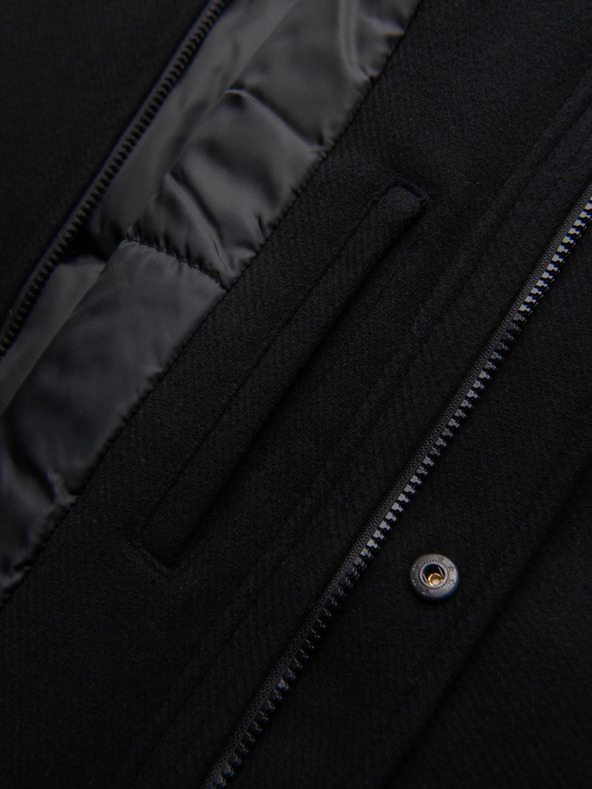 Ombre Clothing Muški vuneni kaput parka sa kapuljačom - crna V1 OM-COWC-0132 Ombre Clothing