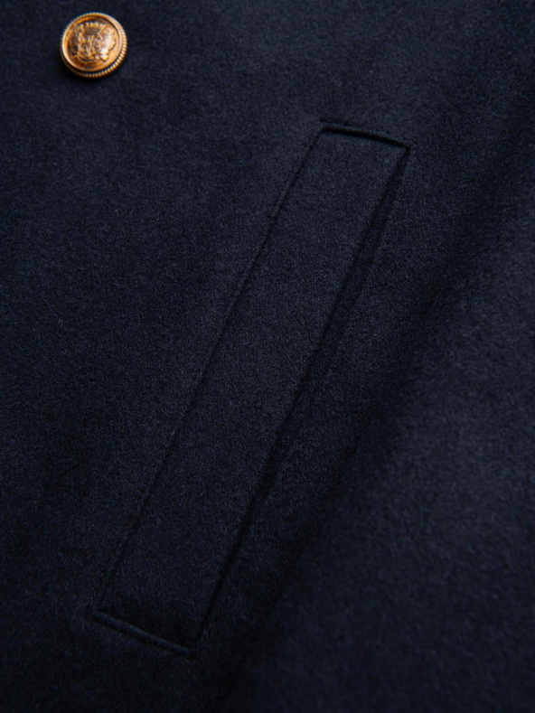 Ombre Clothing Muški tamno plavi vuneni dvoredan kaput - tamno plava V1 OM-COWC-0134 Ombre Clothing