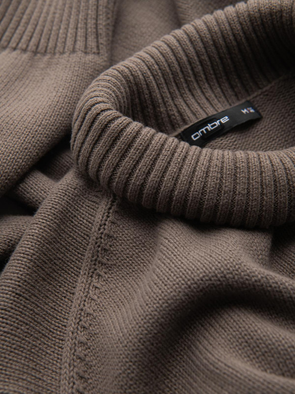 Ombre Clothing Muški pleteni pulover Golf - smeđosiva V1 OM-SWTN-0163 Ombre Clothing