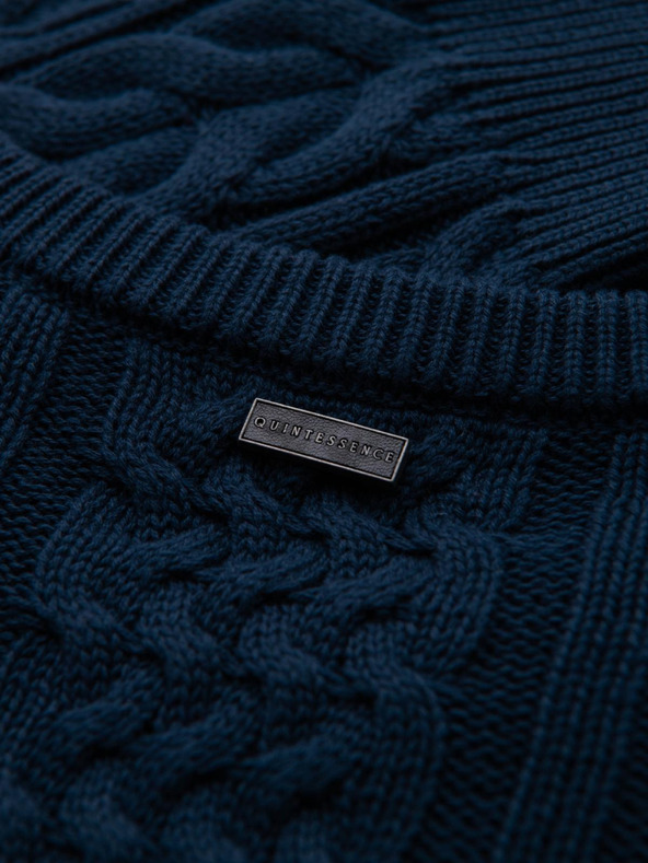 Ombre Clothing Muški elegantan pulover sa zanimljivim pletenjem - tamno plava V5 OM-SWSW-0173 Ombre Clothing