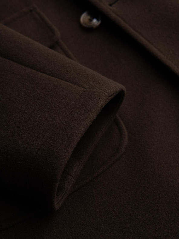 Ombre Clothing Muški dvoredan kaput s dekorativnim dugmadima - tamno smeđi V3 OM-COWC-0137 Ombre Clothing