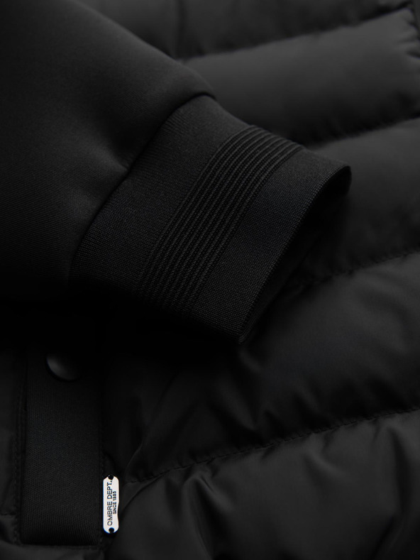 Ombre Clothing Prošivana bomber jakna sa kapuljačom i pletenim rukavima - crna V1 OM-JALP-0298 Ombre Clothing