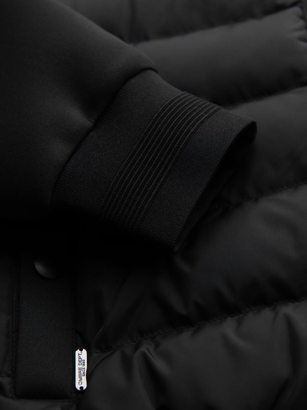 Ombre Clothing Prošivana bomber jakna sa kapuljačom i pletenim rukavima - crna V1 OM-JALP-0298 Ombre Clothing