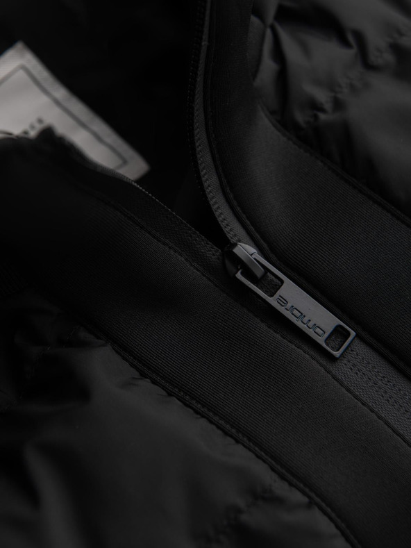 Ombre Clothing Prošivana bomber jakna sa kapuljačom i pletenim rukavima - crna V1 OM-JALP-0298 Ombre Clothing