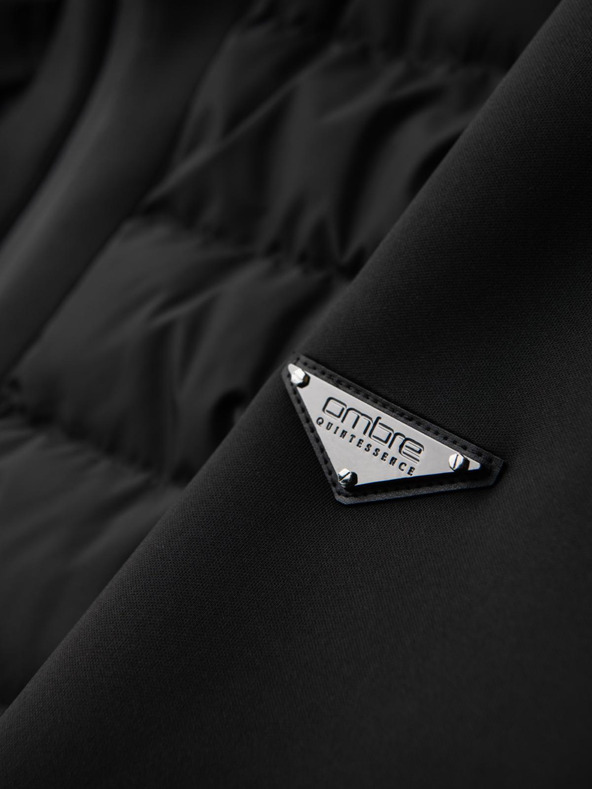 Ombre Clothing Prošivana bomber jakna sa kapuljačom i pletenim rukavima - crna V1 OM-JALP-0298 Ombre Clothing