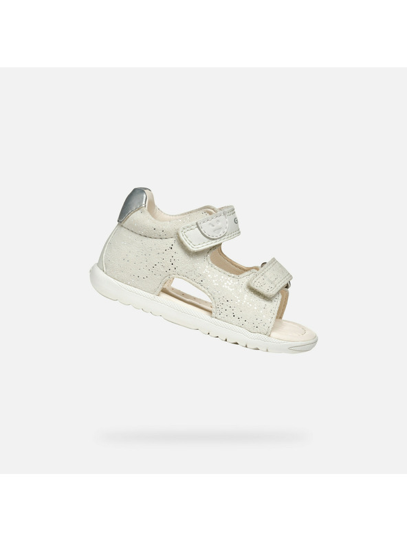 Geox Bijele djevojčje sandale za prve korake Geox Sandal Macchia Gir