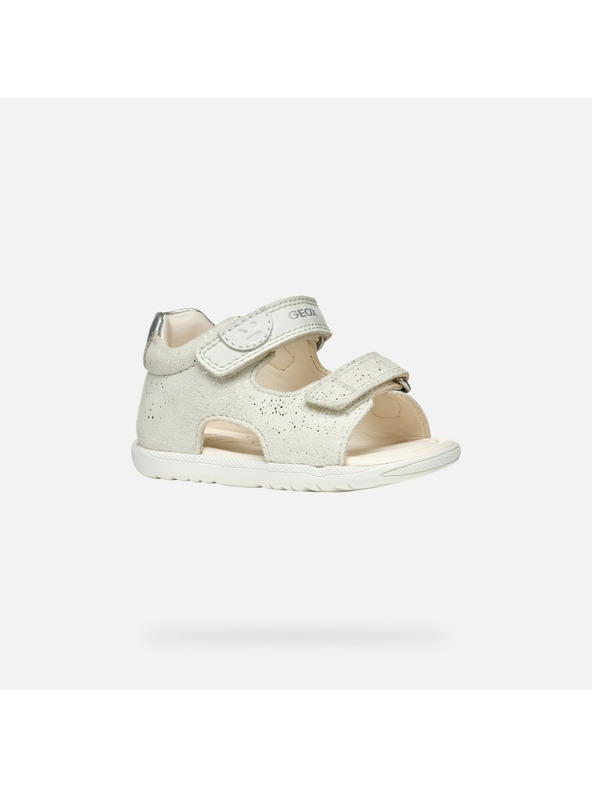 Geox Bijele djevojčje sandale za prve korake Geox Sandal Macchia Gir