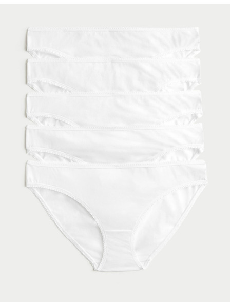 Marks & Spencer Bikini gaćice od pamuka s lycra®, 5 kom u pakiranju Marks & Spencer bijele