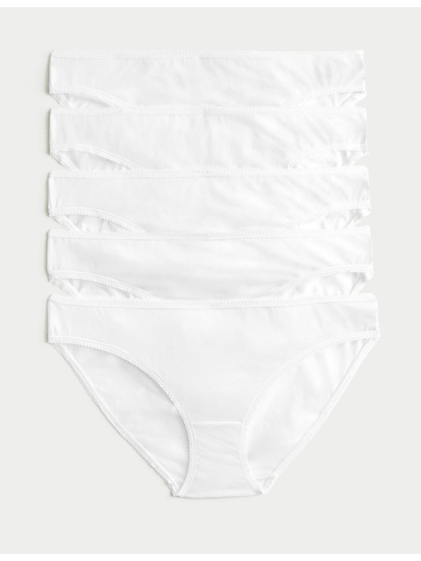 Marks & Spencer Bikini gaćice od pamuka s lycra®, 5 kom u pakiranju Marks & Spencer bijele