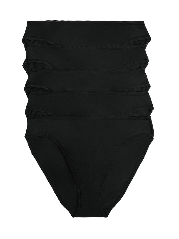 Marks & Spencer Marks & Spencer High Cut Cotton Lycra® gaćice od 5 komada, crne