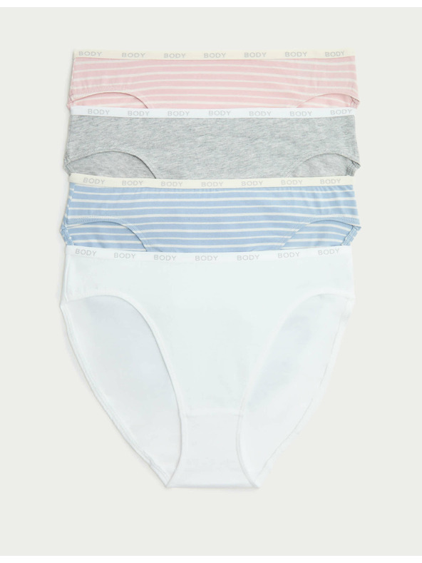 Marks & Spencer Visoko izrezane gaćice s visokim udjelom Supima pamuka, 4 kom Marks & Spencer plava