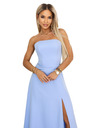 numoco ELARA Korzet maxi haljina s prorezom i vezivanjem na leđima - svetlo plava