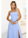 numoco ELARA Korzet maxi haljina s prorezom i vezivanjem na leđima - svetlo plava