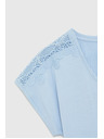 Moodo Bluza s čipkom na rukavima svetlo plava Moodo