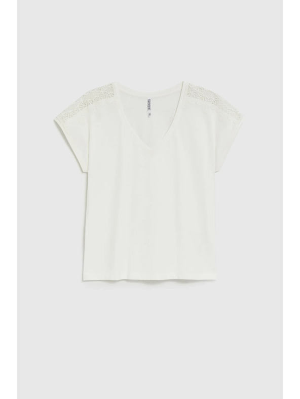 Moodo Bluza s čipkom na rukavima bijela Moodo