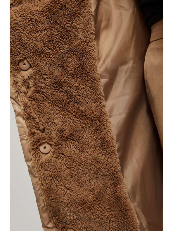 Moodo Duga jakna s kapuljačom tamno bež Moodo