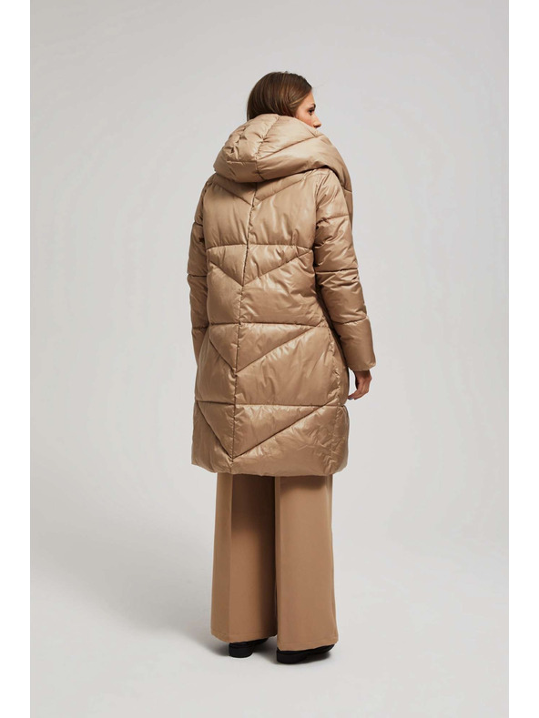 Moodo Duga jakna s kapuljačom tamno bež Moodo