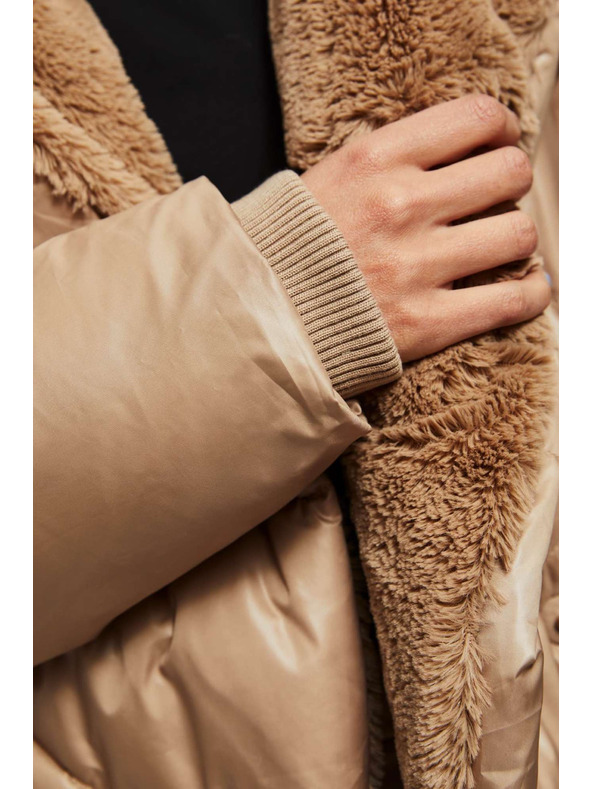 Moodo Duga jakna s kapuljačom tamno bež Moodo