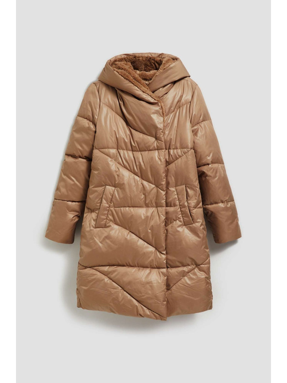 Moodo Duga jakna s kapuljačom tamno bež Moodo