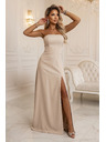 numoco ELARA Korzetnе maxi haljine sa razrezom i vezivanjem na leđima - bež