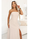 numoco ELARA Korzetnе maxi haljine sa razrezom i vezivanjem na leđima - bež