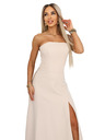 numoco ELARA Korzetnе maxi haljine sa razrezom i vezivanjem na leđima - bež