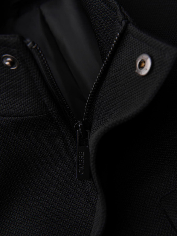 Ombre Clothing Muške prilagođene strukturirane jakne sa visokim ovratnikom - crna V1 OM-COWC-0136 Ombre Clothing