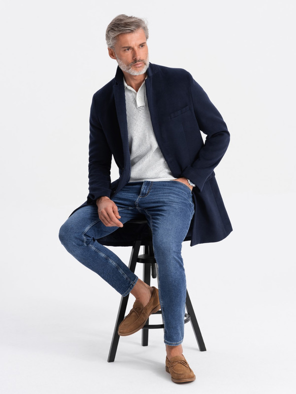 Ombre Clothing Muški klasični jednořadni kaput - tamno plava V1 C432 Ombre Clothing