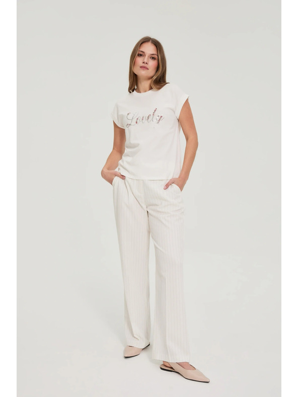 Moodo Majica s printom i perlicama bijela Moodo