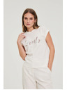 Moodo Majica s printom i perlicama bijela Moodo
