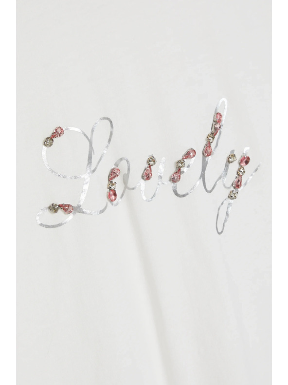 Moodo Majica s printom i perlicama bijela Moodo