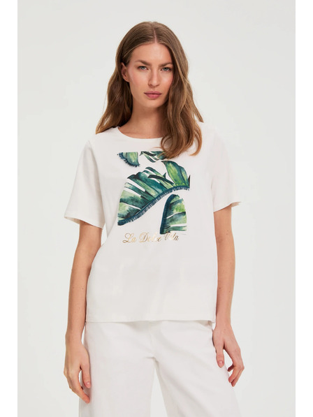 Moodo Pamučna bluza s printom bijela Moodo