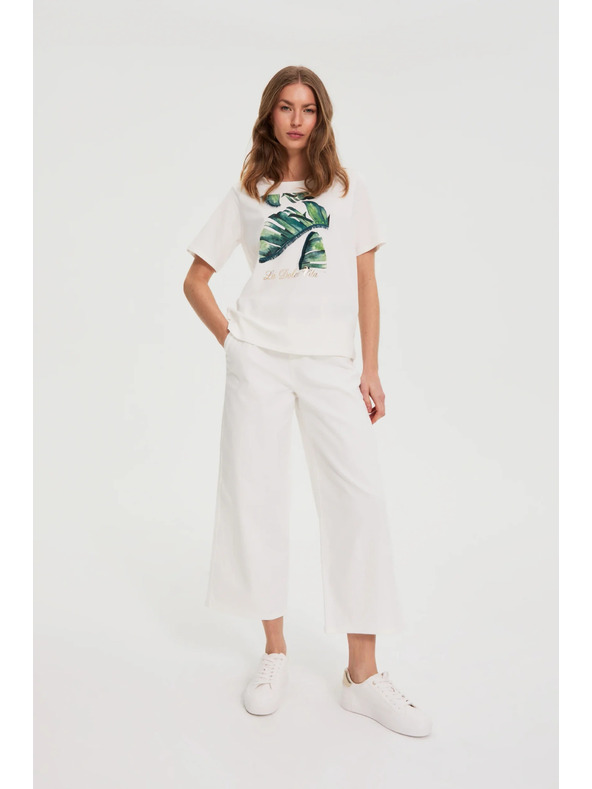 Moodo Pamučna bluza s printom bijela Moodo