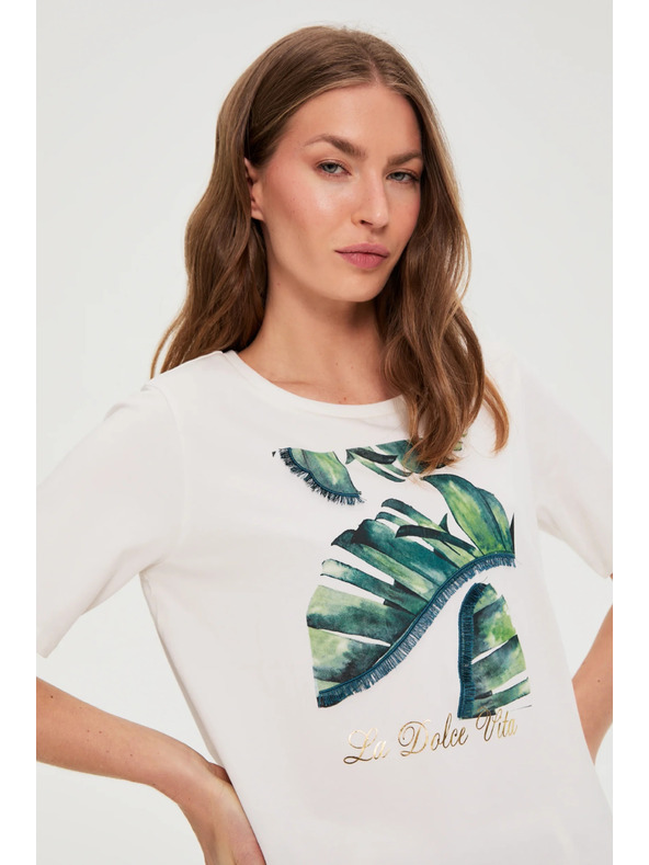 Moodo Pamučna bluza s printom bijela Moodo