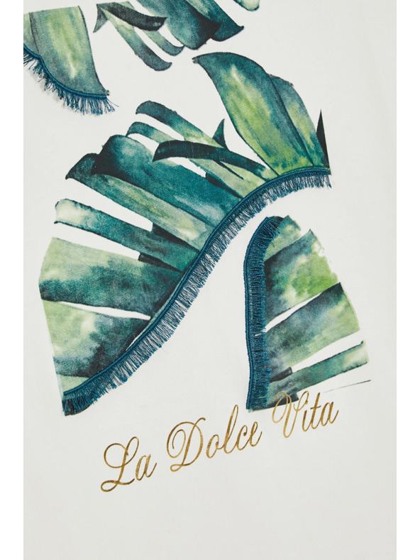 Moodo Pamučna bluza s printom bijela Moodo