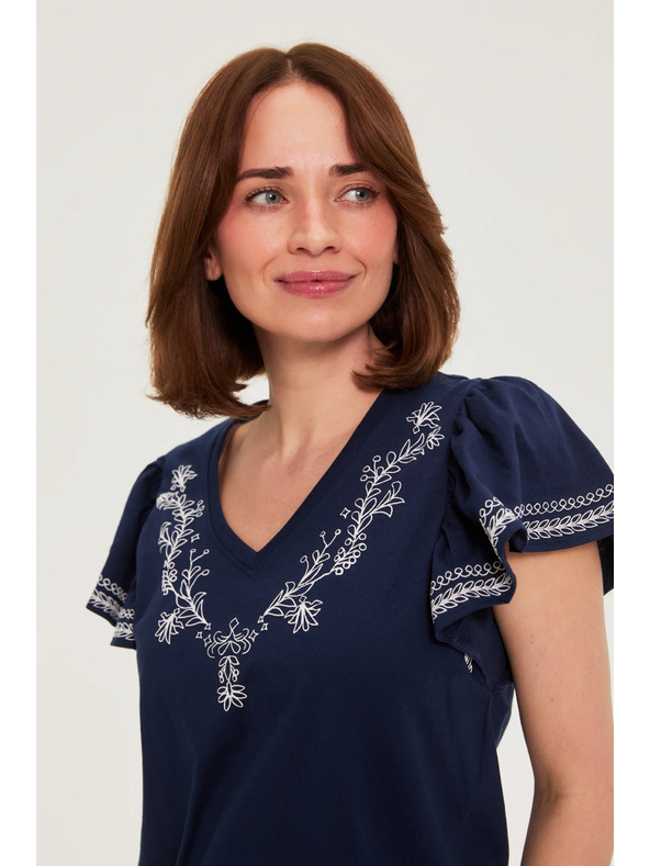 Moodo Pamučna bluza s printom tamno plava Moodo