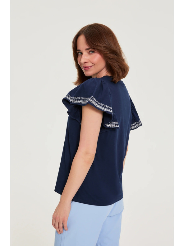 Moodo Pamučna bluza s printom tamno plava Moodo