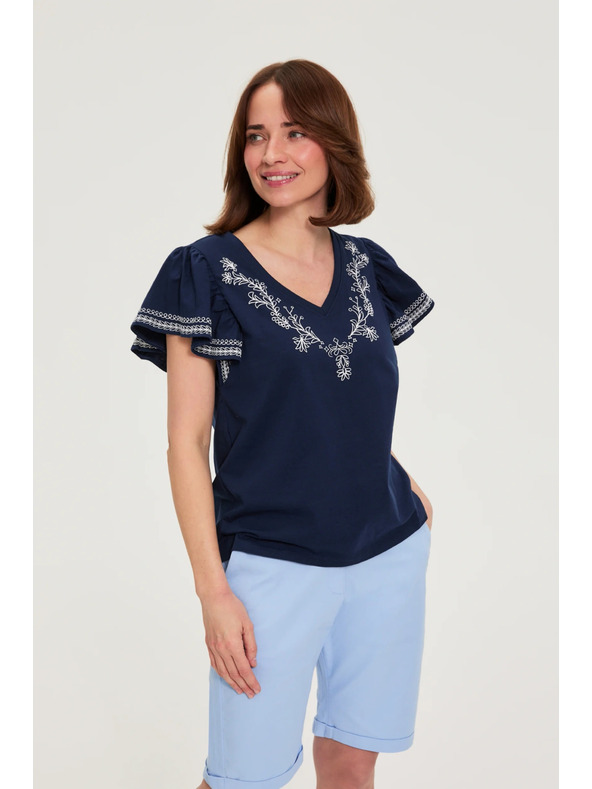 Moodo Pamučna bluza s printom tamno plava Moodo