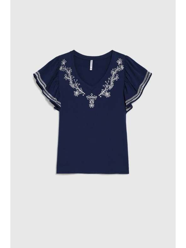 Moodo Pamučna bluza s printom tamno plava Moodo