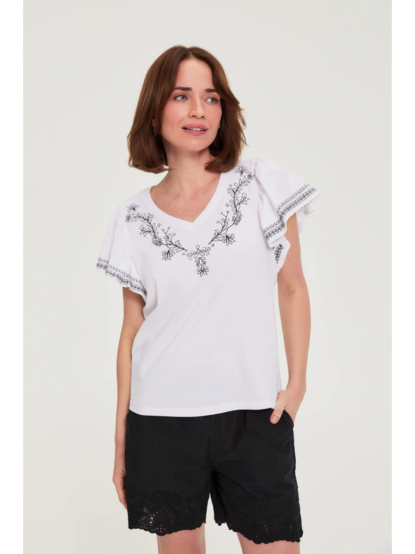 Moodo Pamučna bluza s printom bijela Moodo