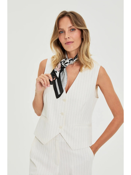 Moodo Prsluk u finim prugama bijela Moodo