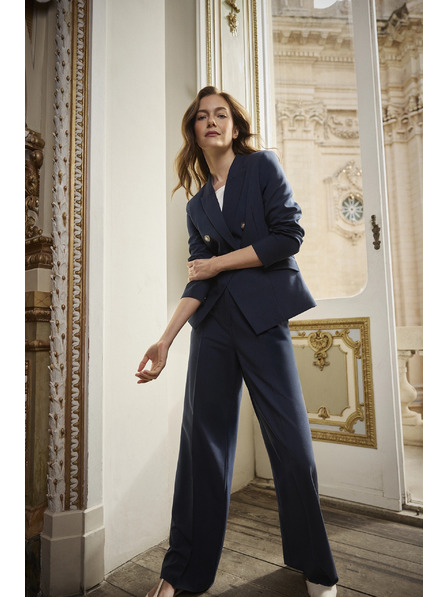 Moodo Plavo dvoredbeno sako s dekorativnim dugmadima Moodo